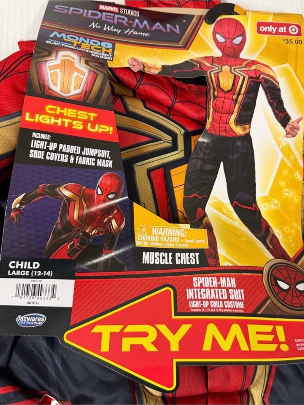 2 Marvel Spider-Man Light-Up Muscle Chest Costume - Red & Gold